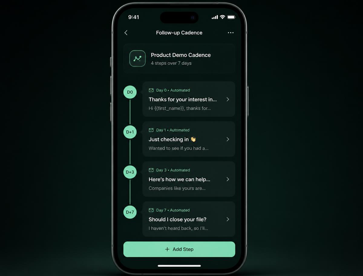 Calendário de follow-up do aplicativo com as etapas D0, D+1, D+3 e D+7